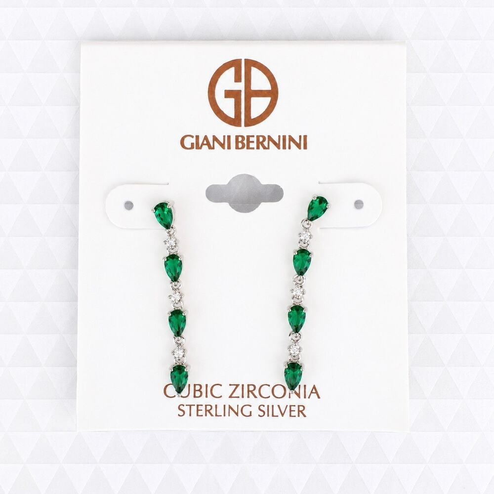 Giani Bernini Green CZ Sterling Silver Dangle Earrings